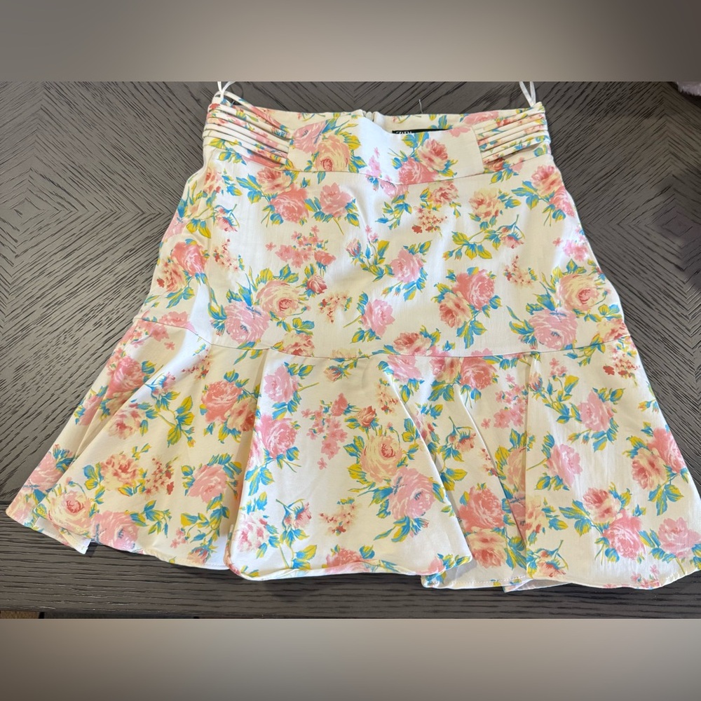 Zara A-Line Skirt with Pink and Yellow Floral Print